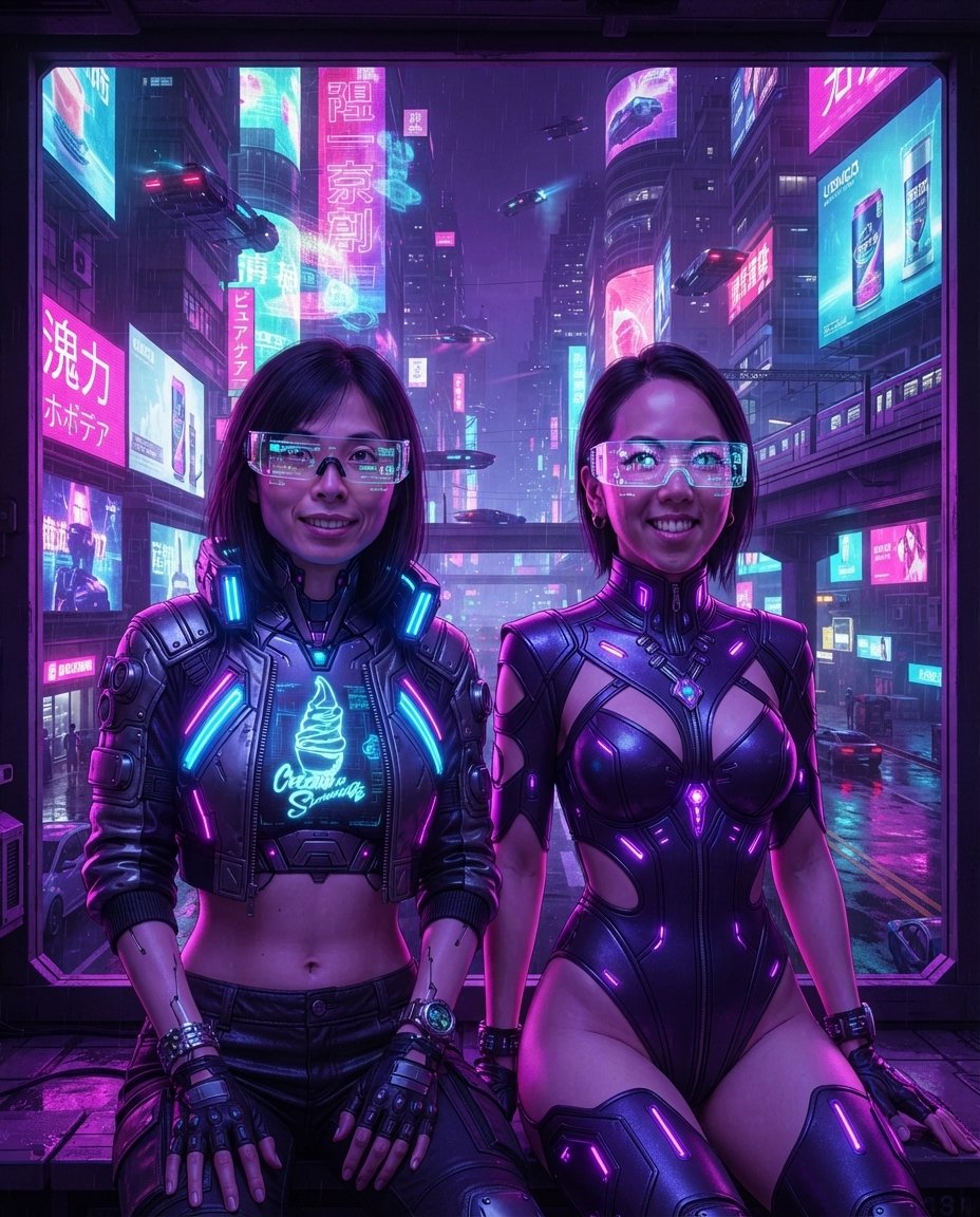 Group of guests transformed into cyberpunk soldiers